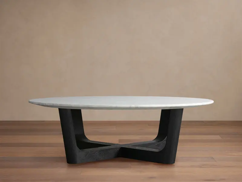 Saint Germain Round Stone Coffee Table Featuring Rennes Base 1