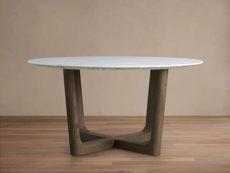 Saint Germain Round Stone Dining Table – Rennes Pedestal Base 1