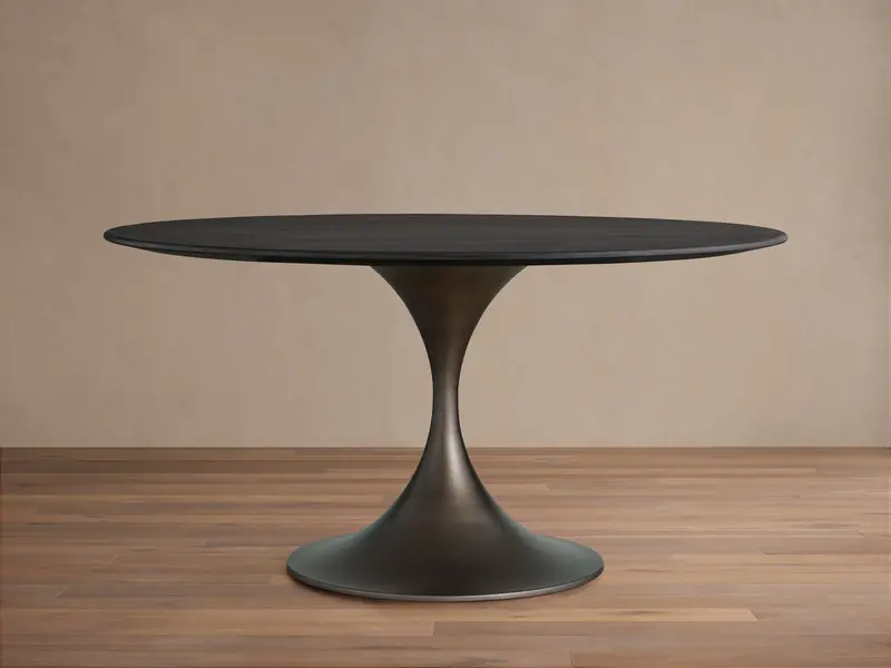 Saint Germain Round Wood Dining Table – Launette Pedestal Base 1