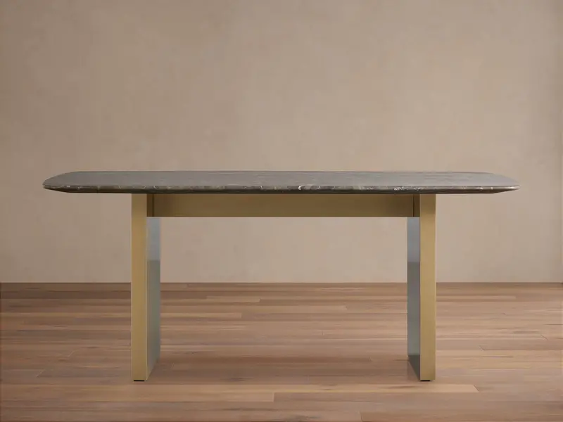 Saint Germain Stone Dining Table – 84" With Antique Brass Clement Base 1
