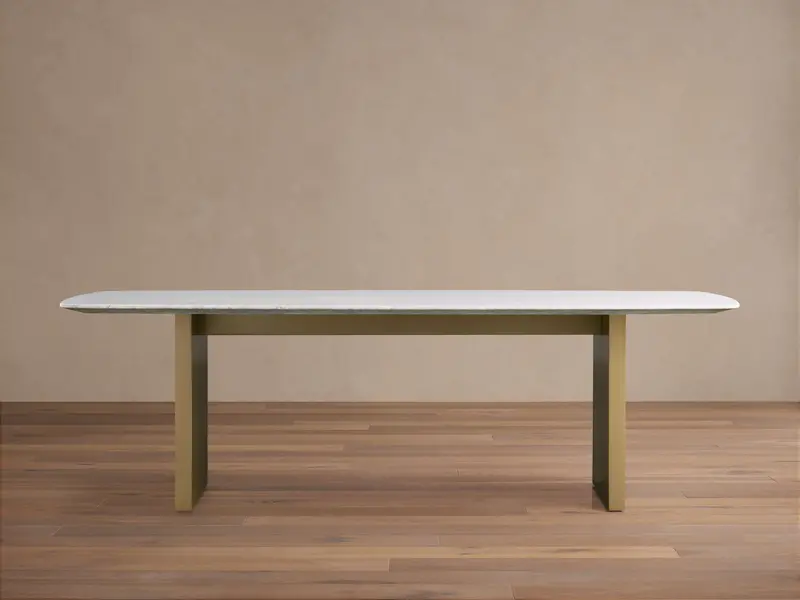 Saint Germain Stone Dining Table – 96" With Matte Metal Clement Base 1