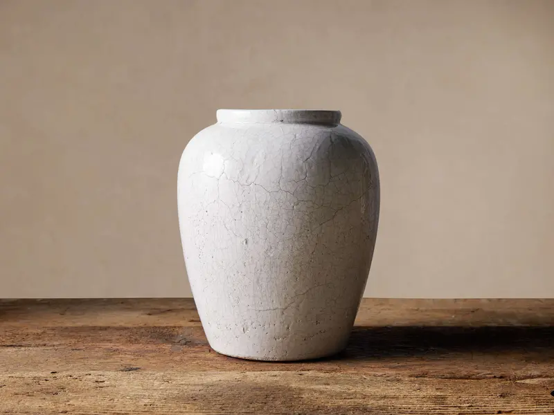 Santorini Ceramic Urn Vase In Matte White Finish 1