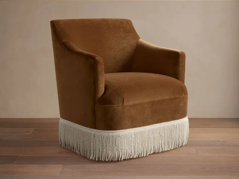 Savannah Decorative Accent Chair With Hand-Knotted Fringe Trim 1