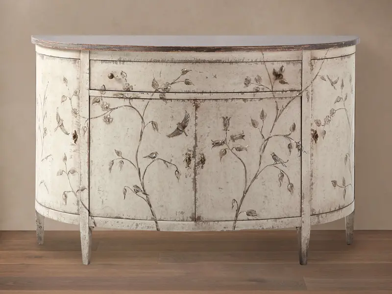Sofia Bell'Arte Demilune Cabinet – Curved Front & Gold-Tone Accents 1