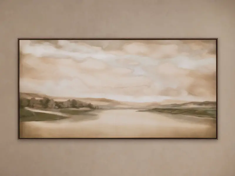 Soft Landscape Framed Canvas Print – Serene Abstract Wall Art 1