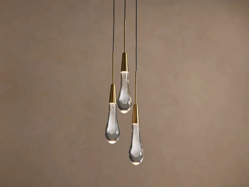 Soltaire Cluster Pendant Light – Three-Tiered Brass And Glass Suspension 1