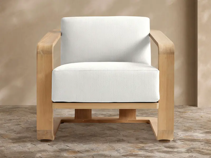 Sonoma Teak Lounge Chair In Savona Snow 1