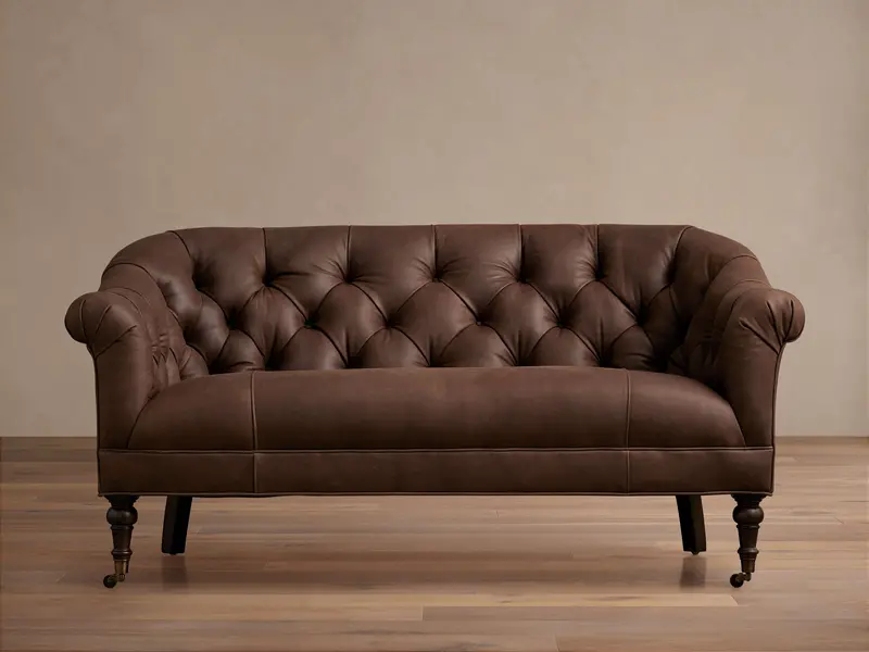 Tangier Leather Upholstered Settee 1
