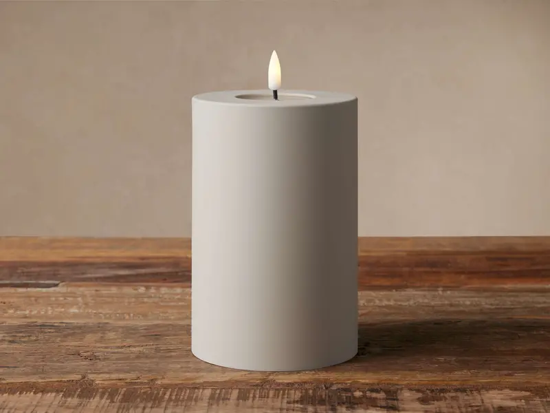 Taupe Matte-Finish Led Outdoor Candle Set (2-Pack) 1