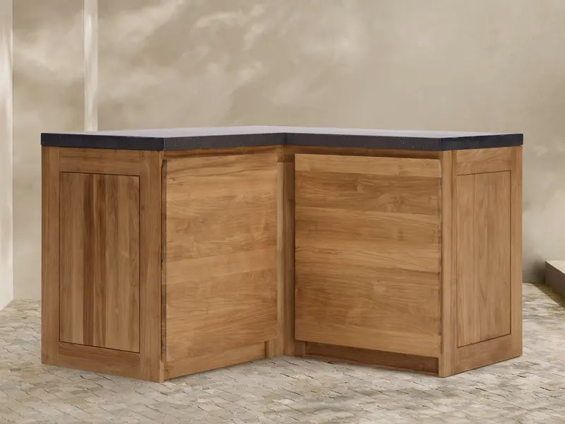 Teak Modular Outdoor Kitchen Corner Cabinet – Weather-Resistant Wood 1