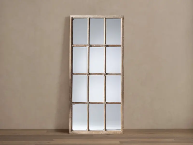 Teak Rectangular Floor Mirror – Warm Wood Grain Finish 1