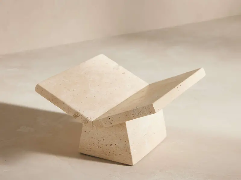 Travertine Stone Book Stand For Stylish Desk Organization 1