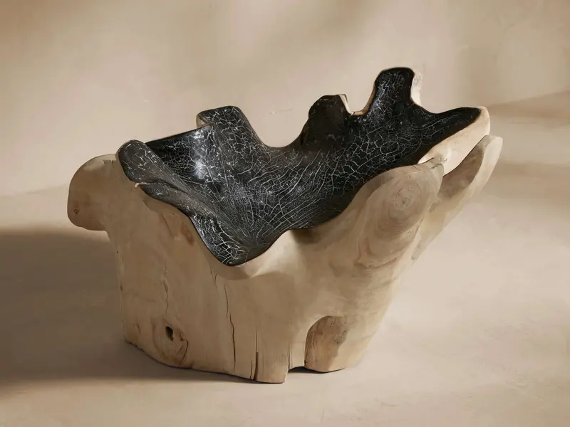 Vanora Hand-Textured Curly Wooden Bowl 1