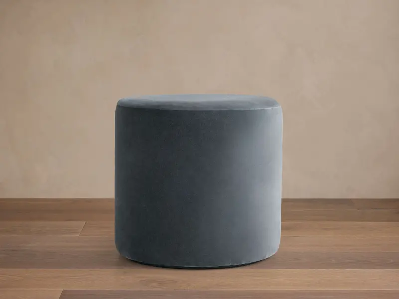 Velvet Upholstered Round Floor Pouf 1
