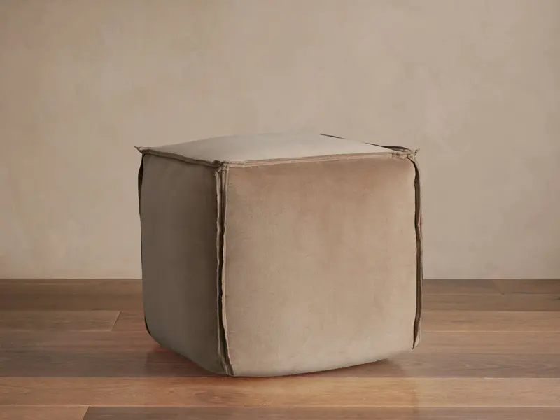 Washed Velvet Accent Pouf Footrest 1