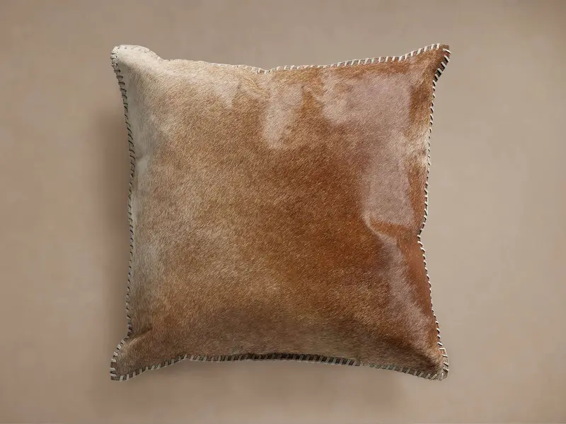 Whipstitch Genuine Hide Throw Pillow – Brown 1