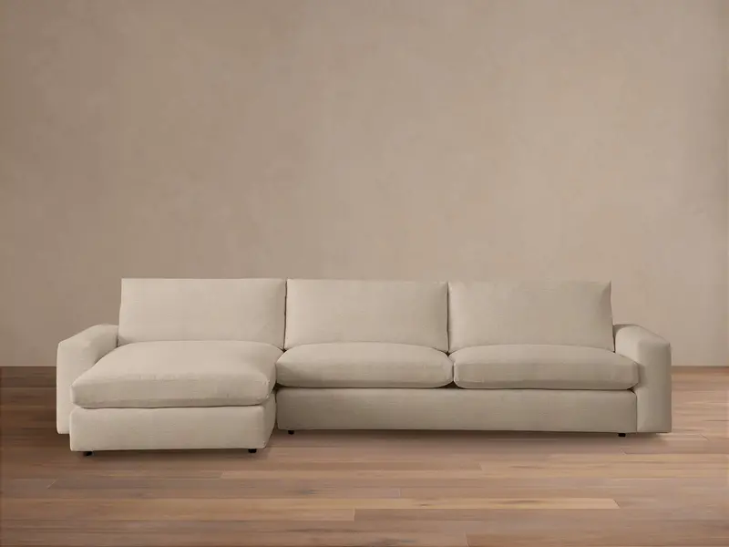 Wide-Arm Two-Section Chaise Lounge Sofa 1