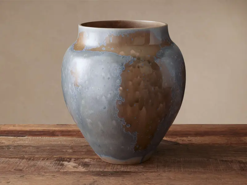 Zola Hand-Blown Glass Vase In Stagno Finish 1
