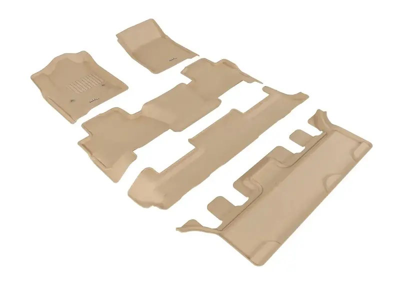 3D Maxpider Kagu Tan Floor Mat Set – 5-Piece (Front, Second, Third Rows) For Select Vehicles 1