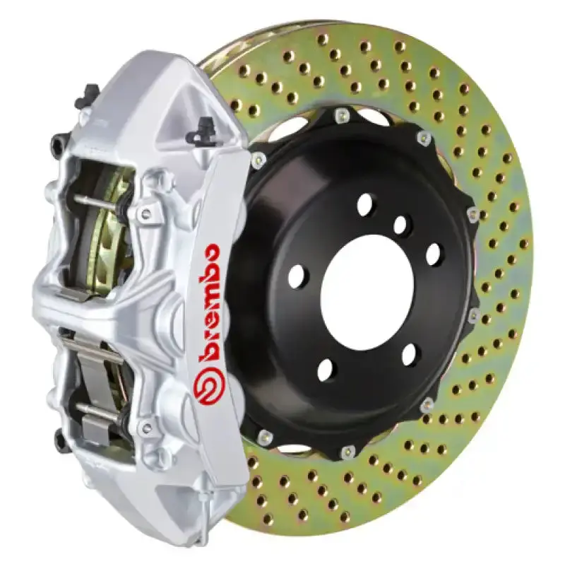 Brembo Gt Big Brake Kit For 2006–2012 Bmw 325I (Excl. Xdrive) – Front, 6-Piston Calipers, 380X32Mm Drilled Two-Piece Rotors, Silver Finish 1