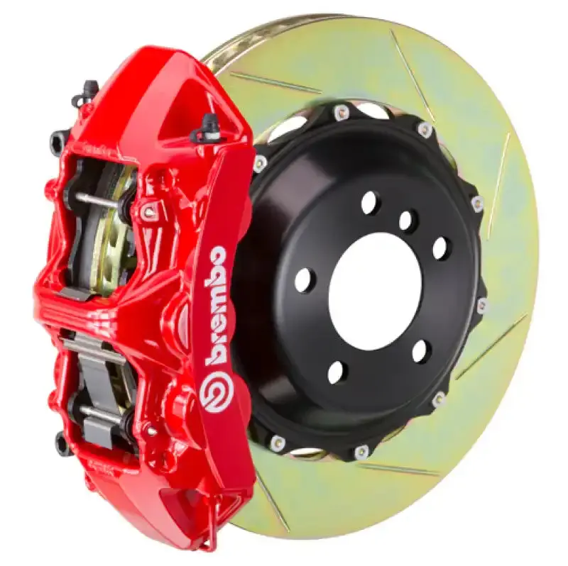 Brembo Gt Big Brake Kit For Mitsubishi Lancer Evo X – Front, 380X32Mm Slotted 2-Piece Rotors, 6-Piston Calipers (Red) 1