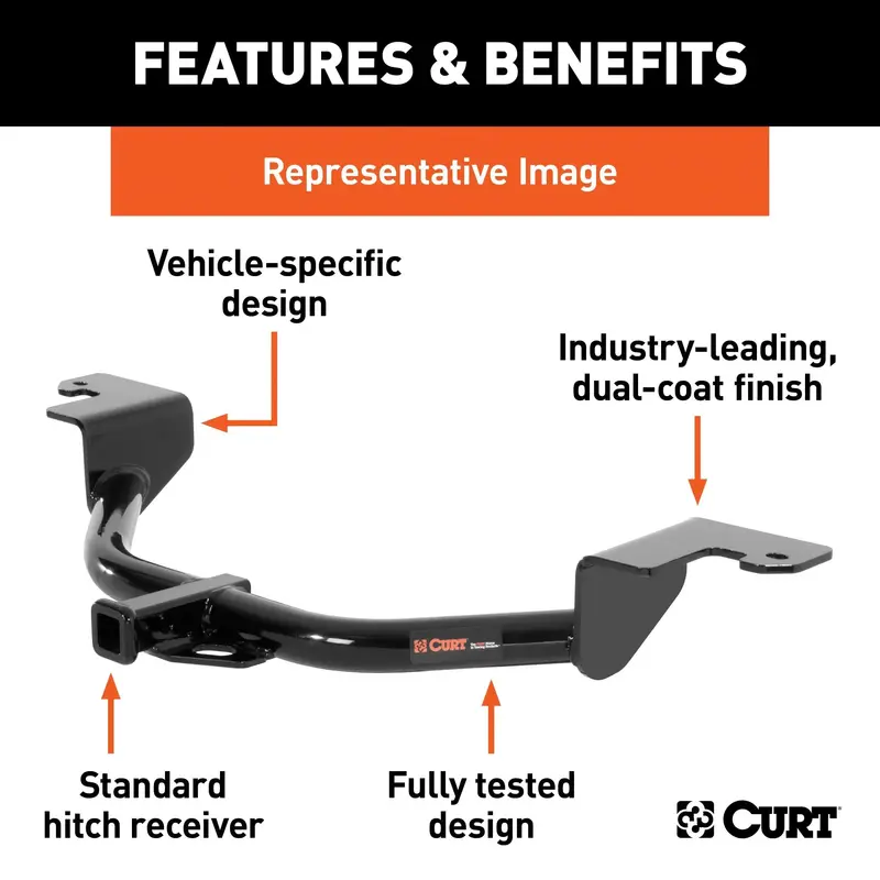 Curt Class I Trailer Hitch With 1-1/4" Ball Mount – Compatible With Smart Fortwo 1