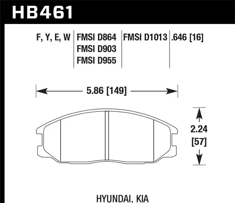 Hawk Blue 9012 Brake Pads – Hb461E.646, 0.646" Thickness, Performance Compound 1