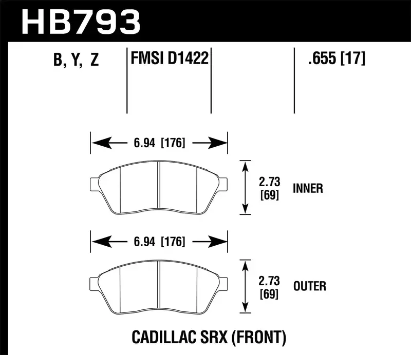 Hawk Hb793Y.655 Lts High-Performance Disc Brake Pads – 0.655" Thickness 1