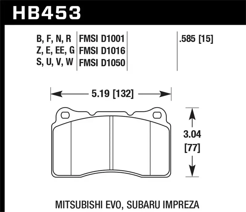 Hawk Hp Plus Brake Pads – High-Performance Ceramic Compound, 0.585" Thickness (Hb453N.585) 1