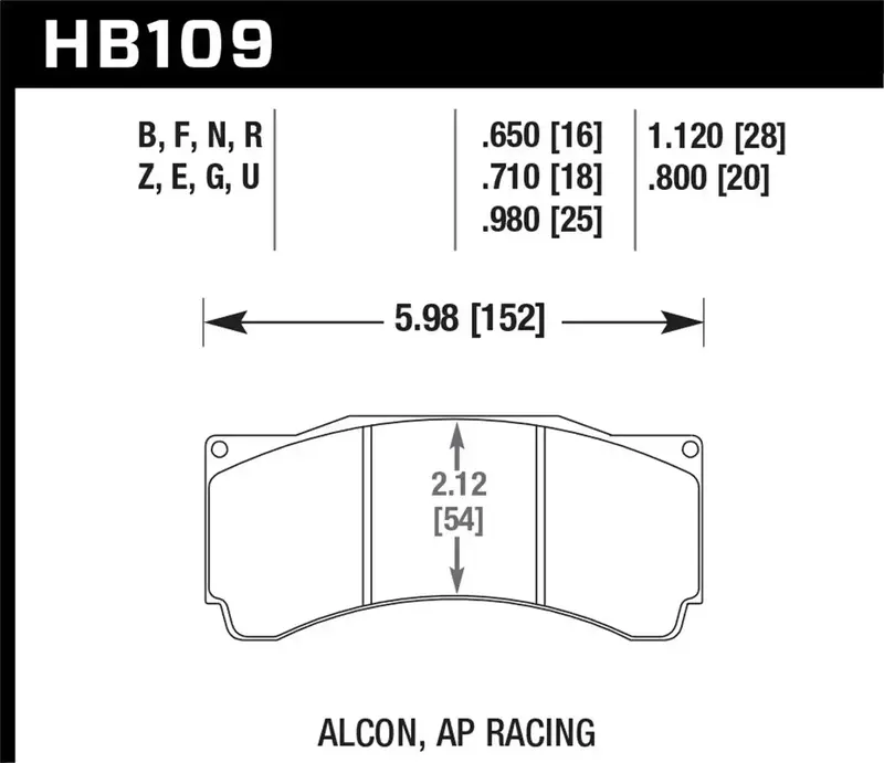 Hawk Performance Street Race Brake Pads – Thickness 0.710", Compatible With Ap Racing Calipers, Model Hb109R.710 1