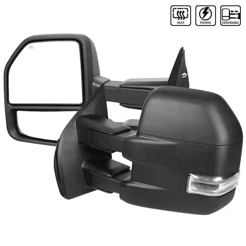 Heavy-Duty Black Textured Towing Mirrors – Extendable And Adjustable For Trailering 1