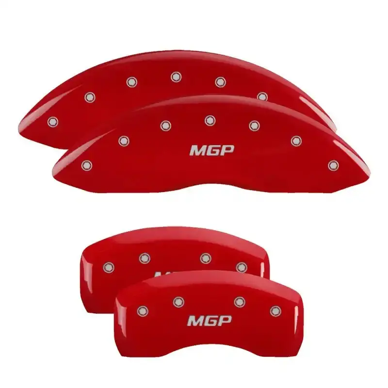Mgp Engraved 4-Piston Caliper Covers – Front And Rear Set With Yellow Finish And Black Chrome Accents 1