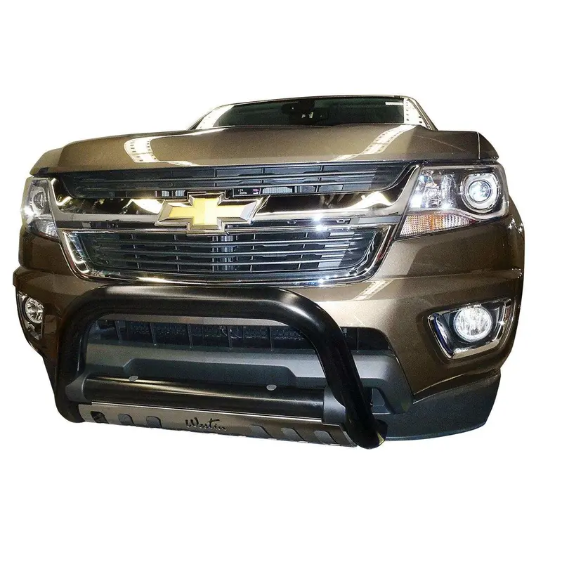 Westin 32-3645 Ultimate Bull Bar – 3-Inch Black Steel With Stainless Steel Skid Plate 1